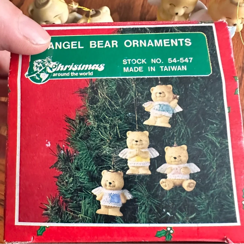 Vintage Christmas around the world Angel Bear Ornaments Set of 4